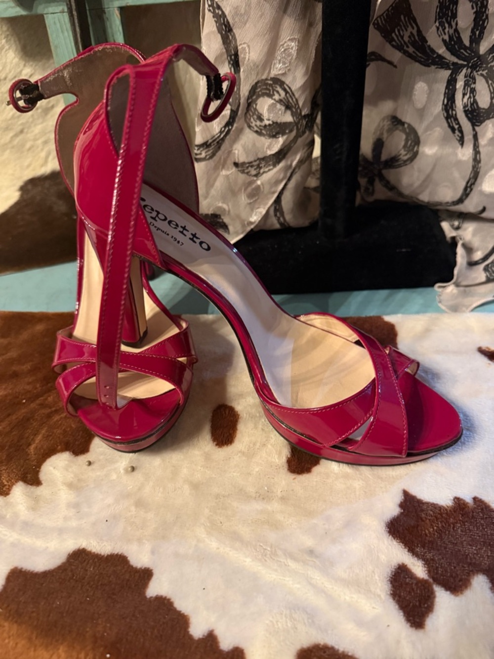 Repetto Fuchsia Patent Leather Strappy Stiletto Sandals
